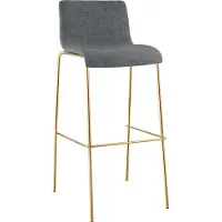 DELUKE Barhocker TENAR - Stoff Hellgrau 43x48x100 cm Gold | Barstuhl Mit Lehne Tresenhocker Tresenstuhl Kneipenhocker Kneipenstuhl