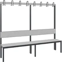 C+P Garderobenbank Basic Plus, 1-seitig, Rückenlehne, ohne Schuhrost, Fußgestell schwarzgrau RAL 7021, B 1960 mm, Dekor silbergrau