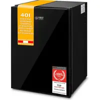 TZS First Austria - Mini Kühlschrank 40L lautlos & - Kleiner Minikühlschrank wechselbarer Türanschlag & Innenbeleuchtung - Minibar für Camping, Büro, Schlafzimmer & Hotel - Glasfront