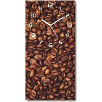Tulup Wanduhr aus Glas – 30x60 cm - Glasbild - Glasuhr - Gehärtetes Glas -Körner Kaffee