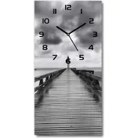 Tulup Wanduhr aus Glas – 30x60 cm - Glasbild - Glasuhr - Gehärtetes Glas -Leuchtturm