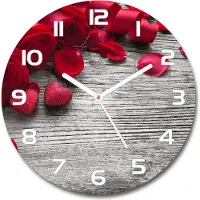 Tulup Wanduhr aus Glas 30fi Glasbild Glasuhr Gehärtetes Glas - weisse-zeiger - Red roses