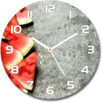 Tulup Wanduhr aus Glas 30fi Glasbild Glasuhr Gehärtetes Glas - weisse-zeiger - Sliced watermelon