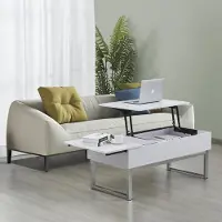 WEBER INDUSTRIES COUCHTISCH FLOWER/ 110x55cm - Weiß und verchromtes Metall