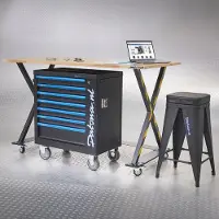 Datona Industrielle Werkbank 160 cm, Werkstatthocker und Werkzeugwagen