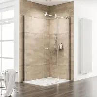 Schulte Duschtür mit Seitenwand mit Schiebetür MasterClass ExpressPlus 90 x 120 x 200 cm Profil chrom Klarglas schmutzab