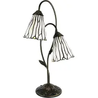 Clayre & Eef Tiffany Tischlampe 61 cm Braun Weiß Polyresin
