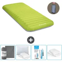 Intex Campingmatte - 1 Person - 76 x 191 x 17 cm - Grün - Inklusive Pumpe - Spannbettuch - Küssen - Reperaturset en Kissenschutz