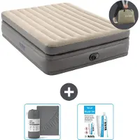 Intex Luftbett - 2 Personen - 152 x 203 x 51 cm - Grau - Inklusive Pumpe - Spannbettuch en Reperaturset