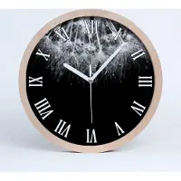 Tulup Holzuhr 30fi cm wanduhr - weiße Spitzen - Löwenzahn Samen