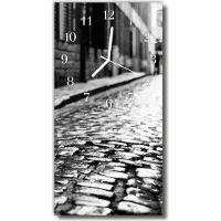 Tulup Glasuhr Wanduhr Küchenuhr Echt-Glas 30x60 Route Grau