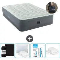 Intex Luftbett - 2 Personen - 152 x 203 x 46 cm - Grau - Inklusive Pumpe - Spannbettuch - Küssen - Reperaturset en Kissenschutz