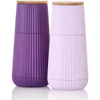 AdHoc MP156 Set Salzmühle und Pfeffermühle Scape Dark Purple & Light Purple, Kunststoff | Eichenholz