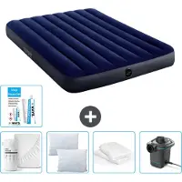 Intex Airbed - Doppelbett - 137 x 191 x 25 cm - Blau - Im Lieferumfang enthalten Spannbettuch - Küssen - Pumpe - Reperaturset en Kissenschutz