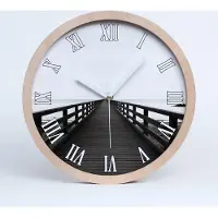 Tulup Holzuhr 25fi cm wanduhr - weiße Spitzen - Holzsteg