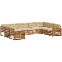 vidaXL Outdoor-Sofagarnitur 9 pcs Natur und Beige Massivholz Akazie