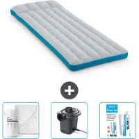 Intex Campingmatte – Französisches Bett – 72 x 189 x 20 cm – Blau – im Lieferumfang enthalten Spannbettuch - Pumpe en Reperaturset