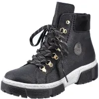 Rieker Damen Schnürboots Stiefeletten Reißverschluss X8633, Größe:38 EU, Farbe:Schwarz