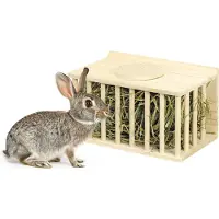 Navaris Meerschweinchen Haus - Heuraufe für Meerschweinchen - Meerschweinchen Zubehör - Hasen Zubehör - Heuraufe Kaninchen - Natürliches Kiefernholz -