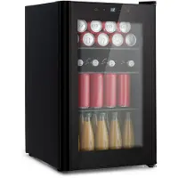 Klarstein Mini Kühlschrank mit Glastür & LED, Mini-Kühlschrank für Zimmer, Getränkekühlschrank Klein mit Herausnehmbaren 3 Ablagen, Kleiner Kühlschrank 70L, Indoor/Outdoor Kühlschrank Leise, 0-10°C
