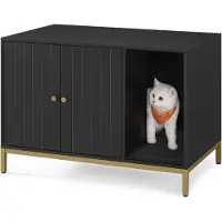 Feandrea Katzenklo-Schrank, Katzentoilette, mit Kratzmatte, Beistelltisch Schwarz