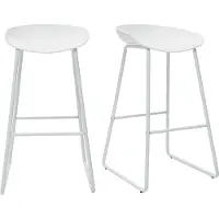 Miliboo - Design-Barhocker Weiß mit Metallbeinen (2 Stk.) PEBBLE