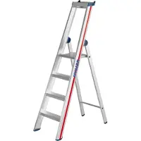 Hymer Stufenstehleiter mit Plattform, einseitig begehbar, 4 Stufen, senkr. Höhe 1,56 m, Reichhöhe 2,91 m, Gewicht 5,8 kg