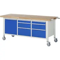 RAU Werkbank Serie 8570, fahrbar, 6 Schubladen, 1 Fachboden mit Tür