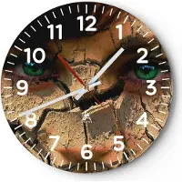 ARTTOR Wanduhr - Rund - Glasuhr - Frau Gesicht Haut geknackt - 30x30cm - Schleichendes Uhrwerk - Lautlos - zum Aufhängen bereit - Dekoration Modern - Wanddekoration aus Glas - C4AR30x30-0267