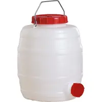 Graf Getränkefass rund, starkwandiger Wasserkanister, Weckfass für Saft / Wein, Volumen 15 l, Höhe 34 cm, mit Henkel, Polyethylen, weiß / rot