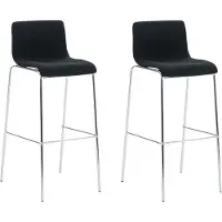 DELUKE 2er Set Barhocker TENAR - Stoff Schwarz 43x48x100 cm Silber | Barstuhl Mit Lehne Tresenhocker Tresenstuhl Kneipenhocker Kneipenstuhl