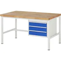 RAU Werkbank mit 3 Schubladen - Teilauszug - 120:3 - 840 x 1.500 x 900 mm (HxBxT) - Traglast 1.250 kg - Buche