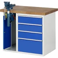 RAU Werkbank Modell 7510 mit 4 Schubladen und Schrank BxTxH 1000x900x840mm