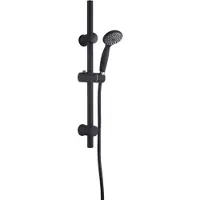 Invena Schwarzes Duschset mit dunkler Stange