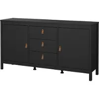 Ebuy24 Madrid Sideboard 2 Türen 3 Schubladen schwarz matt.