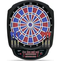 Carromco Elektronik Dartboard Striker-601 2-Loch Abstand Adapter rot-blau 8 Spieler Softdarts Netzteil 36 Spielen 585 Variationen Dartscheibe