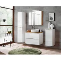 Fun Moebel Badmöbel Set 6-tlg Badezimmerset PERUGIA Weiss Hochglanz Set.2