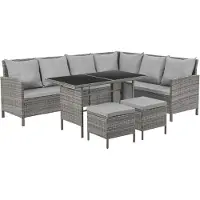 SVITA MADISON Polyrattan Lounge Gartenmöbel Rattan Set in Grau
