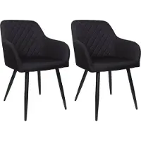 Albatros Esszimmerstühle 2er Set SILA, Schwarz - Modern und Stilvoll, bequemer Polsterstuhl - Eleganter Küchenstuhl, Stuhl Esszimmer oder Esstisch Stuhl im Retro-Look