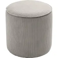 Miliboo - Runder Samtpouf in Taupe mit Rippenmuster D40 cm PAUL