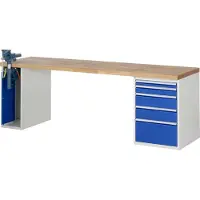 RAU Werkbank Modell 7511 mit 5 Schubladen und Schrank BxTxH 2500x700x840mm