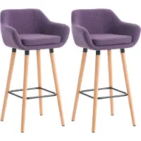 DELUKE Barhocker 2er Set mit Lehne Lila VILO - Stoffbezug, 99x55x46cm | Barhocker mit Lehne Tresenhocker Barstuhl Küchenhocker Thekenhocker hoher Stuhl