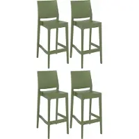 CLP 4er Set Barhocker Maya Kunststoff oliv