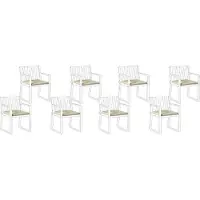Beliani Sitzkissen für Gartenstuhl 8er Set Hellgrün Stoffbezug mit Bindebändern 46 x 46 cm UV-beständig Modern Outdoor Stuhlkissen Stuhlpolster