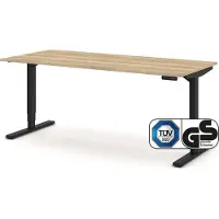 Assmann Elektrisch höhenverstellbarer Schreibtisch Y-Line Eiche Natura Schwarz, 180x80cm, Memoryfunktion, Kollisionsschutz, 2-fach-Motorik