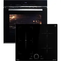 KKT Kolbe Autarkes Herdset: 60cm Einbaubackofen EB8017ED | 59cm Induktionskochfeld IH85901FZ | Katalyse | Pizzafunktion | Grill | Umluft | Heißluft | Automatik-Timer | SET8017IH592FZ