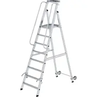 MUNK Günzburger Steigtechnik MUNK Aluminium-Stehleiter mit Rollen und Griff 8 Stufen
