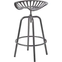 Homescapes Vintage Barstuhl Traktorsitz Barhocker Metall Thekenstuhl 74cm hoch - grau