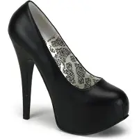 Bordello TEEZE-06 High Heel Plateau-Pumps Schwarz Kunstleder