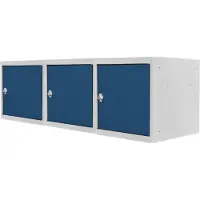 Proregal Mega Deal | 3x Schließfachwürfel Blocky mit Drehriegelschloss für Vorhängeschloss | HxBxT 40x40x40cm | Lichtgrau/Blau